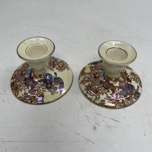 ORIGINAL VINTAGE RETRO Ceramic Candle Stick Holder Set Pair Maling England - Picture 1 of 9