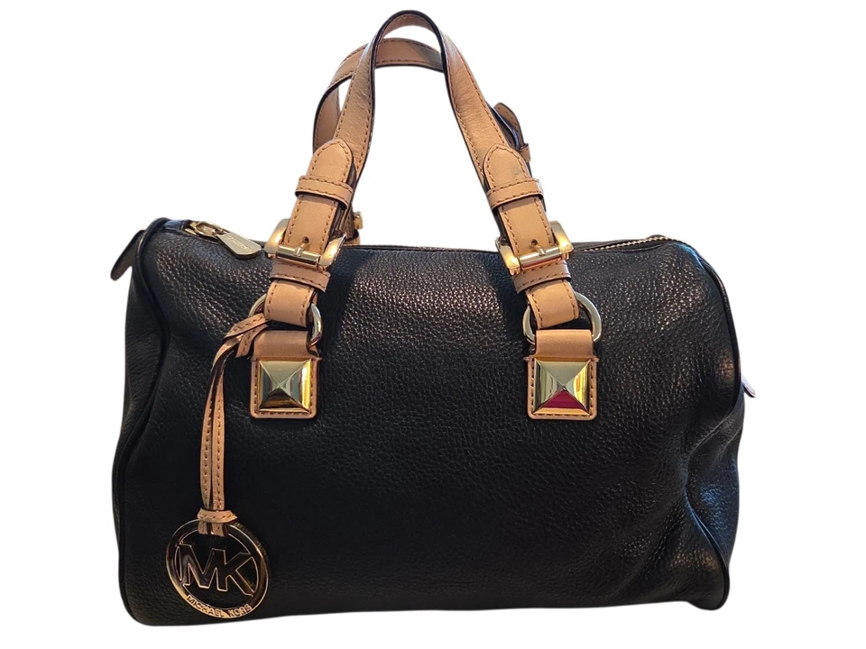 Bolso Cartera MICHAEL KORS Grayson Med Lujo Diseñador Negro Cuero Guijarro Suave Foto 1 de 4