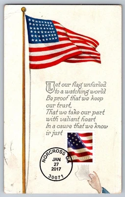 #5160 US Flag FDC Maxi Card On Vintage Used PC - Image 1 of 2