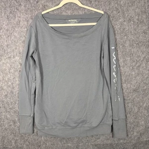Kitson Sudadera Mujer Gris Medio Hombro Descubierto Manga Larga Pullover Y2K Top - Imagen 1 de 9