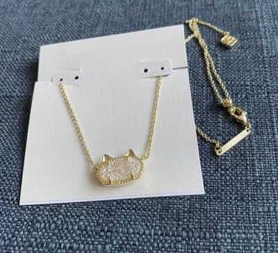 ✨Collar Oreja de Gato Boho Elisa Chapado en Oro Iridiscente Drusy Para Regalo Bolsa de Polvo Nuevo con Etiquetas Foto 1 de 3