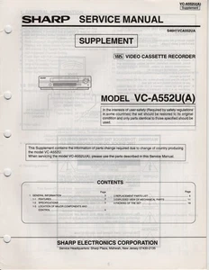 Grabadora de casete de video Sharp VC-A552U(A) manual de suplemento de servicio - Imagen 1 de 5