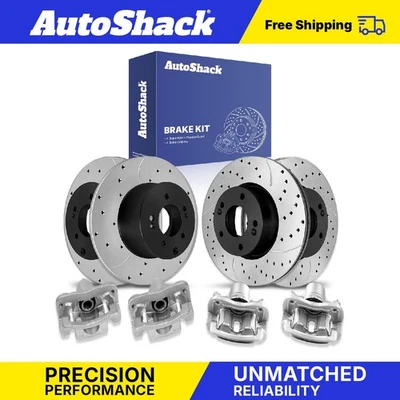 Front Rear Drilled Slotted Brake Rotors Calipers for 2012-2013 Kia Soul - Изображение 1 из 4