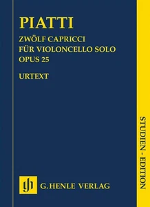 Study Score Piatti 12 Capricci Op 25 Violoncello Solo Cello Henle Urtext Book - Picture 1 of 1
