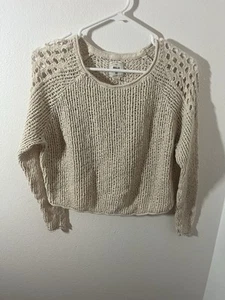 Damen Billabong Baumwolle Crop Top Pullover Gr. M Cremefarben Boho Hippie Baumwolle - Bild 1 von 4