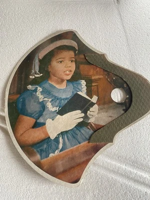 (2) Ventilador de mano vintage negro americana niña en oración - iglesia/funeral Foto 1 de 4