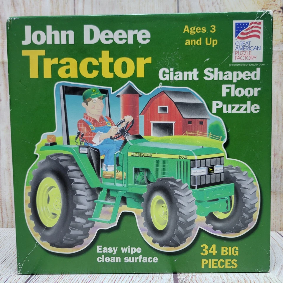 VTG 2001 John Deere Tractor Giant Shaped Floor Puzzle 34 BIG PIECES 3' X 2' - Image 1 of 3
