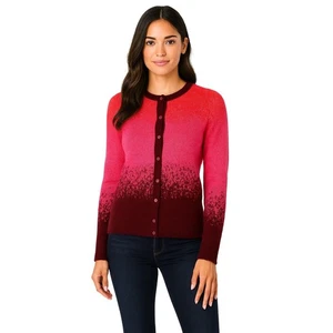 LOGO by Lori Goldstein Strickjacke mit Ombre-Knöpfen in Berberitze - NEU Größe S - Bild 1 von 2