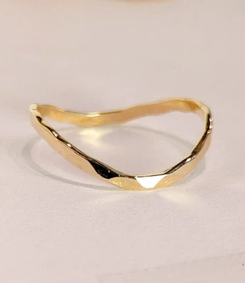 10k/14k Gold Hammered Thumb Ring, Gold Wave Ring, Gold Midi Ring, Gift for Her - Image 1 of 4