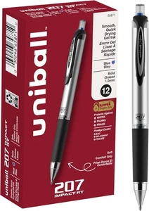 uniball 207 Impact Gel Pen, Retractable, Bold 1 1 Count (Pack of 12), Blue - Picture 1 of 6