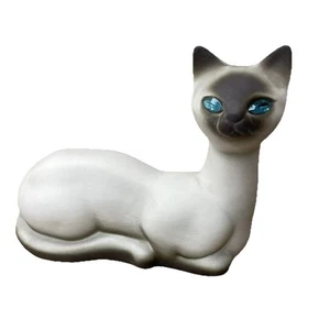RARE Pasadena California Pottery Large Siamese Cat w/Blue Rhinestones Eyes MCM - Picture 1 of 8