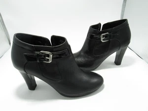 Womens Shoes Black Leather Zip Boots Ankle Bootie Lauren Ralph Lauren 8B - Picture 1 of 9