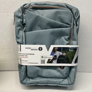 Swissdigital Design Laptop Backpack Women USB Charging Port Katy Rose Blue New - Afbeelding 1 van 11