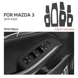 Car Door Window Button Lift Panel Trim Sticker Black Suede For Mazda 3 2019-2025 - Picture 1 of 9