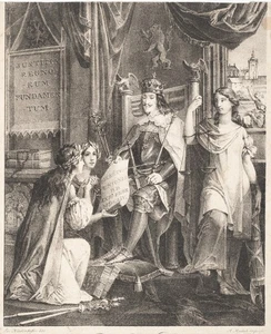 MACHEK (*1886) nach NIEDERHOFER (*1809), Gekrönter Monarch und Allegorien, Lith. - Picture 1 of 5