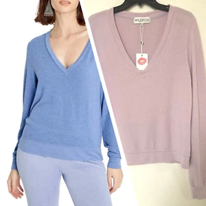 NWT Wildfox Rayon blend Baggy Beach Jumper Deep V-neck Sweatshirt Sz XS, S, M - Picture 1 of 13