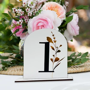 Arch Wooden Wedding Table Numbers Wood Place Number White Vinyl - Afbeelding 1 van 15