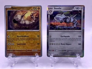 Pokémon TCG Card Onix 090/182 Rev Holo & Steelix 125/182 Holo Paradox Rift NM - Picture 1 of 2