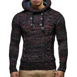 Sweater Pullover Casual Warm Coat Long Sleeve Knitted Hooded Mens Jumper Winter