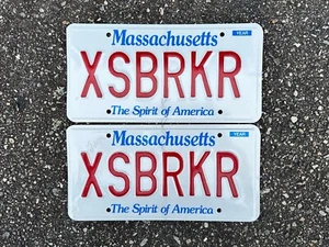 MASSACHUSETTS VANITY LICENSE PLATE PAIR “XSBRKR” EXPIRED 2019 - Picture 1 of 1
