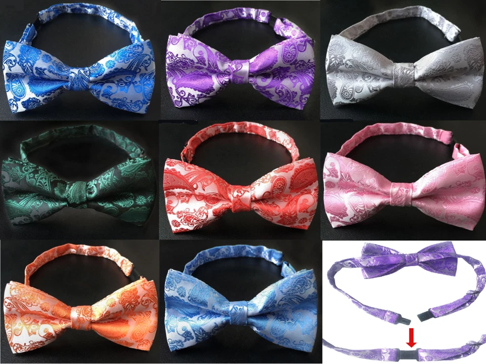 PAISLEY MENS PRE-TIED WEDDING EVENT PROM BOW TIE CLIP - Image 1 of 1