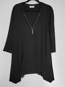 Mela Purdie  black contrast silk front zip top  Size 16
