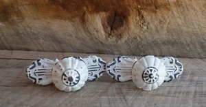 2 Hobby Lobby Metal Cabinet Drawer Knobs w Backplates #234310 Distressed White - Picture 1 of 12