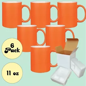 6 CONFEZIONI Tazzine Caffè 11OZ ARANCIO Neon Vuote Sublimazione + Scatole Supporti Schiuma - Foto 1 di 4