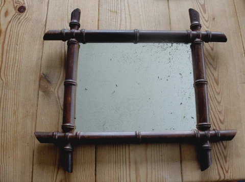 Late 19th century French faux bamboo distressed mirror Cover