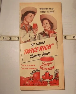 Anuncio impreso de jugo de tomate Libby's de febrero de 1952 día de la mujer media página PA-1 - Imagen 1 de 2
