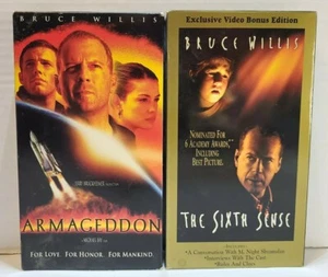 2 VHS Lot Of Bruce Willis Movies - Armageddon. The Sixth Sense. - Picture 1 of 6