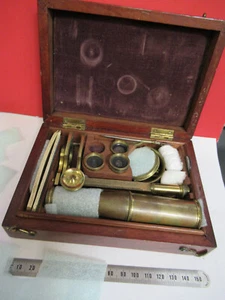 ANTIQUE CARY GOULD circa 1830 BRASS MICROSCOPE + CASE AS PICTURED S4-B-85 - Picture 1 of 10