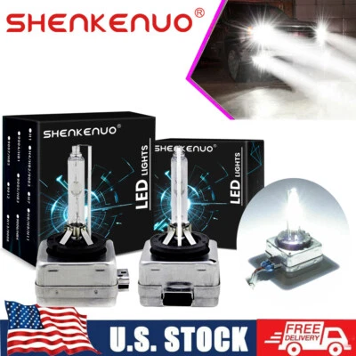SHENKENUO Fit HID Xenon Headlight Bulbs For Saab 9-5 2004 to 2011 Low Beam Set - Image 1 of 4