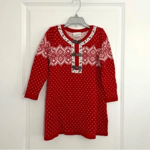 Hanna Andersson Long Sleeve Snowflake Holiday Knit Dress Fair Isle Size 100 cm U - Picture 1 of 9
