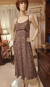 Gilligan O'Malley Sz L Leopard Animal Print Stretch Knit Dress Gown Nightgown - Picture 1 of 14