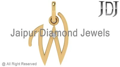 Joyería colgante de oro amarillo sólido de 14k diamante natural con dije inicial del alfabeto Foto 1 de 3