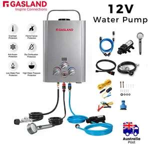 GASLAND Tankless Gas Hot Water System Silver Camping Caravan Heater Inc.Pump Kit - Picture 1 of 22