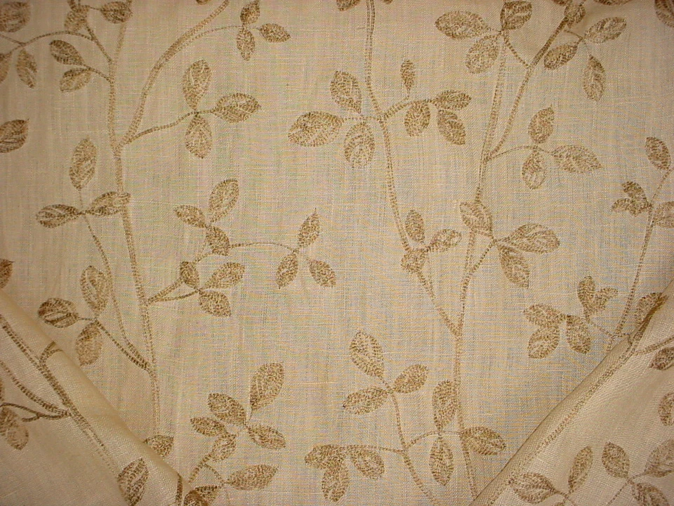 4Y Kravet Couture 8749 Embroidered Linen Leaf Harvest Upholstery Fabric - Image 1 of 4
