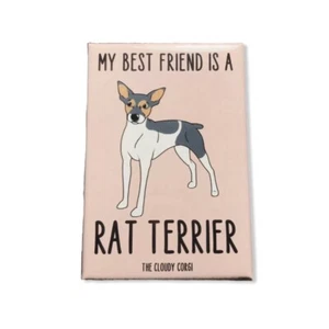 Rat Terrier Dog Magnet Best Friend Cartoon Art Handmade Gifts and Home Decor - Picture 1 of 12