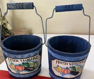 Holzeimer mit Griffen bemalt "frisches Gemüse" 2er Set. EUC - Bild 1 von 5