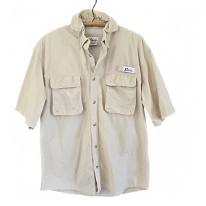 World Wide Sportsman Mens Vented Fishing Shirt Short Sleeve Shirt Beige Large - Picture 1 of 11