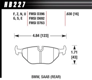 Hawk Rear Disc Brake Pad Set Fits 1996-1999 BMW 325i DTC-60 Disc Brake Pad - Picture 1 of 4