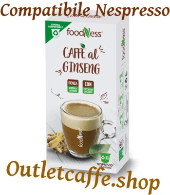 150 CAPSULE GINSENG FOODNESS COMPATIBILI NESPRESSO CON ZUCCHERO DI CANNA