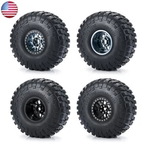 4PCS SCX10 Metal Wheel Rims Rubber Tires Kit for 1/10 RC Crawler Car Axial SCX10 - Picture 1 of 67