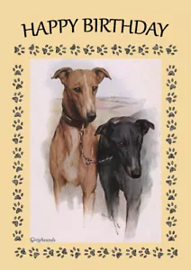 GREYHOUND DOG BIRTHDAY GREETINGS NOTE CARD - Picture 1 of 1