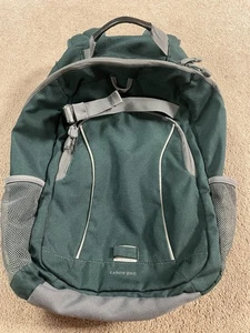Lands’ End Kids Backpack School Hiking Travel Gray Purple Canvas Bottle Pockets - Picture 1 of 11