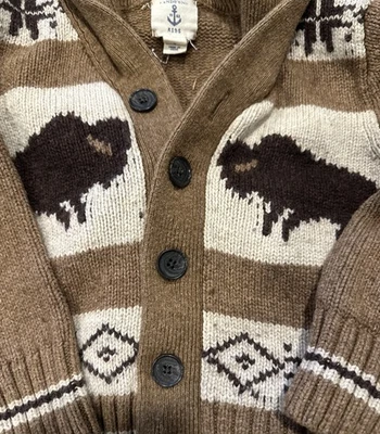 Lands End Buffalo Knit FisheRman Sweater CarDigan BiSoN KiDs Wool Luxury 4 🦬 - Image 1 of 4
