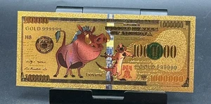 24k Gold Foil Plated Timon And Jumbaa The Lion King Banknote Disney Sammlerstück - Bild 1 von 2