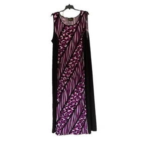 Bob Mackie Wearable Art Maxi Dress Purple and Black 2X Stretch Animal Print - Picture 1 of 8