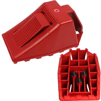 Unterlegkeil Bremskeil Radkeil PKW LKW Anhänger Wohnwagen + Blockiersystem rot   - Bild 1 von 4